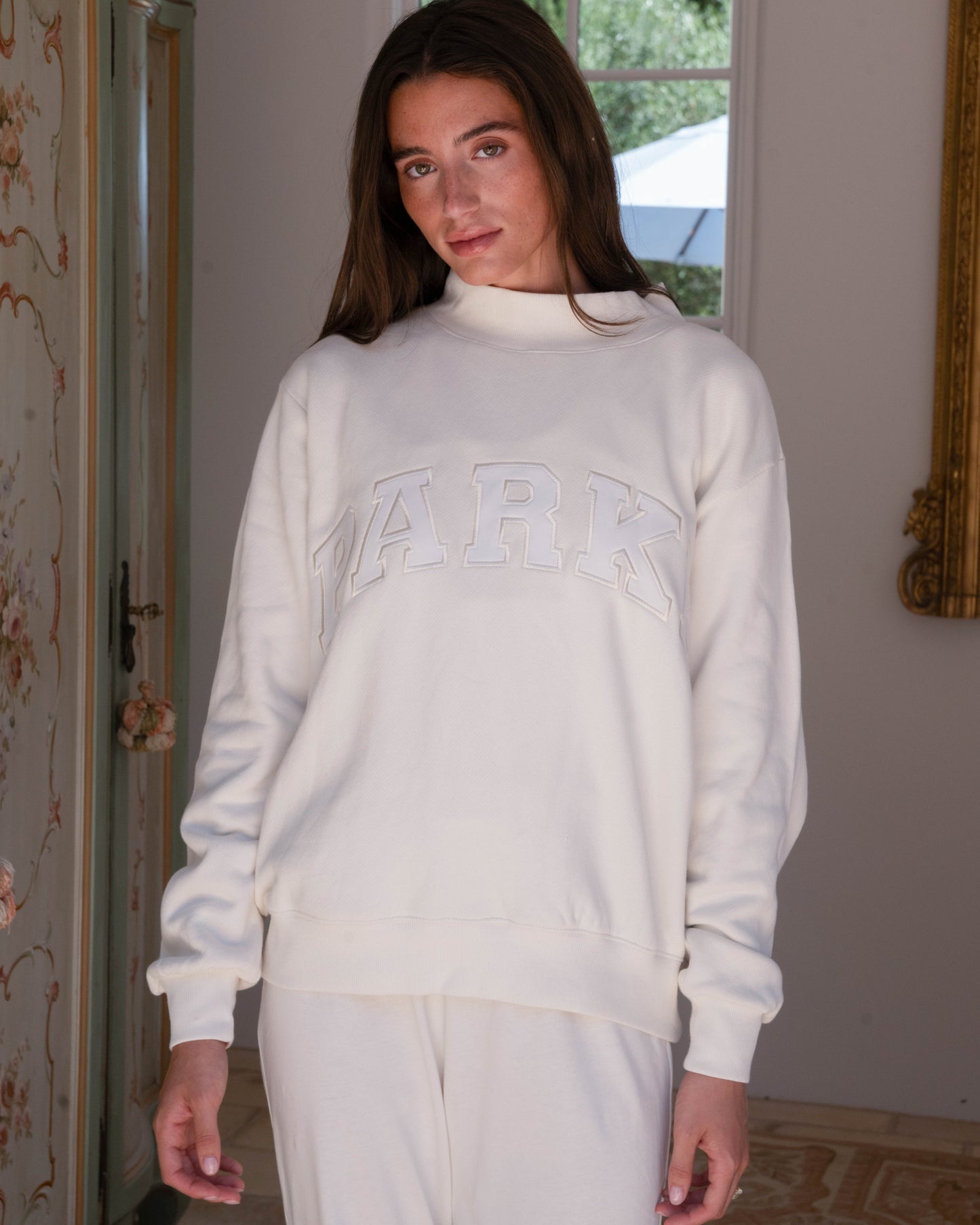 Bridal Varsity Mockneck - Ivory + White