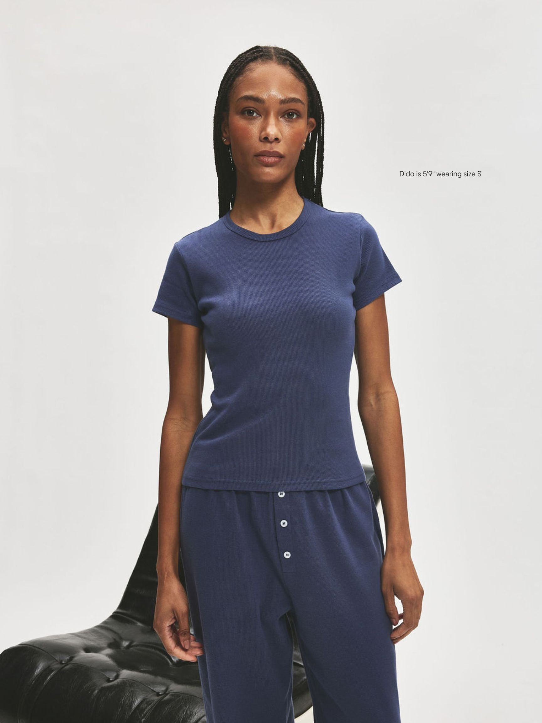 girl wearing Ribbed Short Sleeve T-Shirt -crown