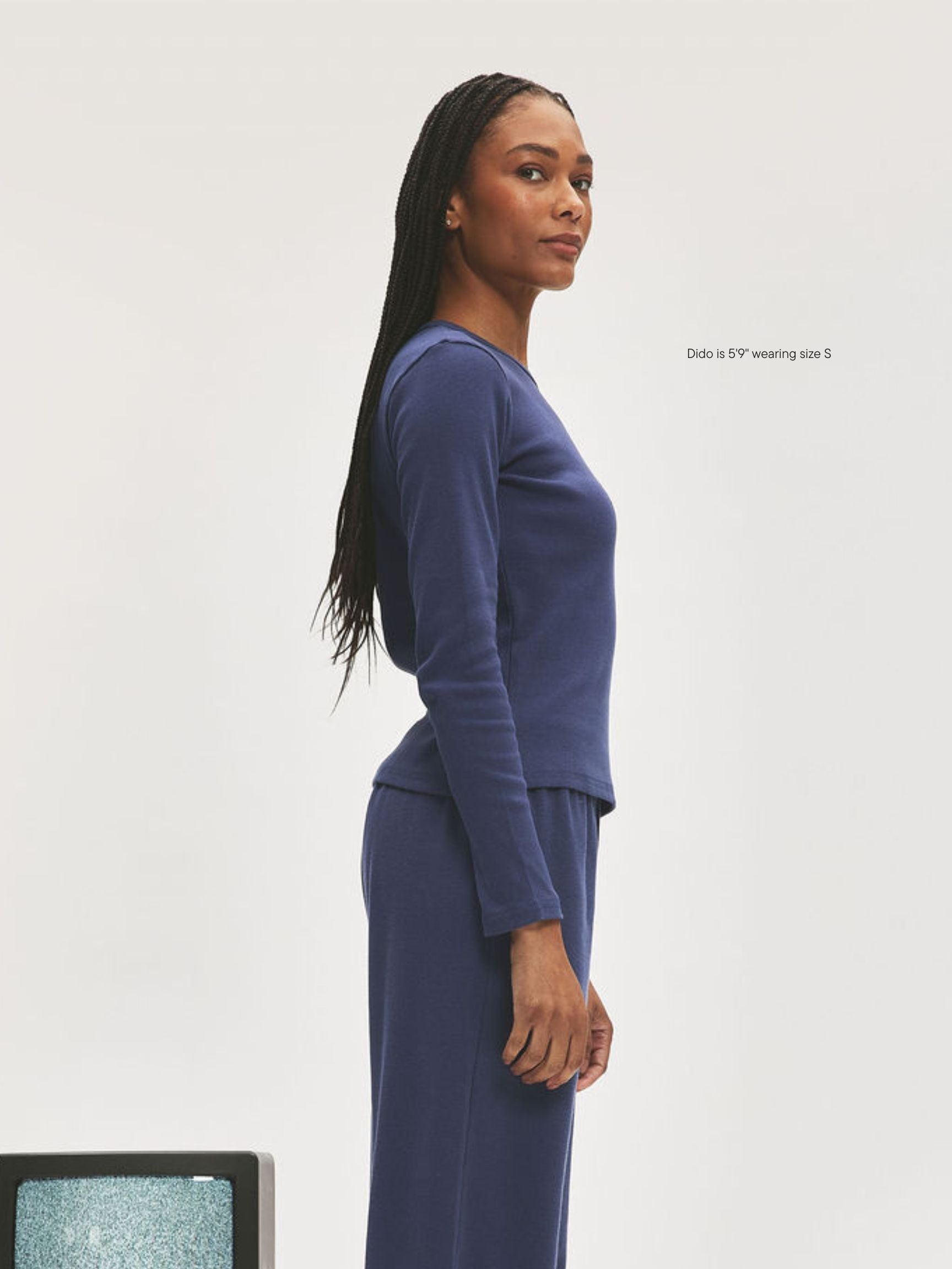 girl wearing Ribbed Long Sleeve T-Shirt -crown