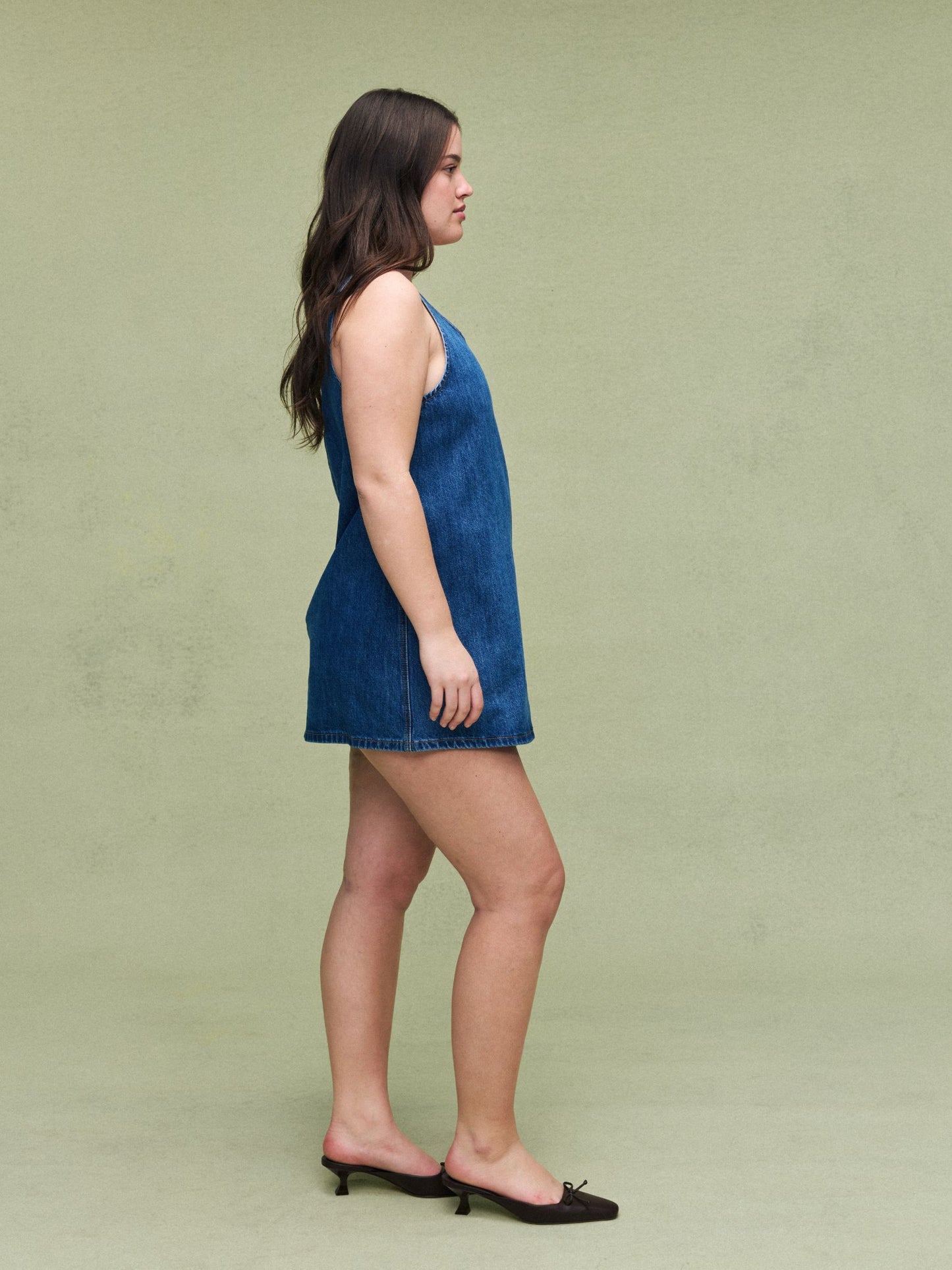 Denim Mini Dress - Medium Wash