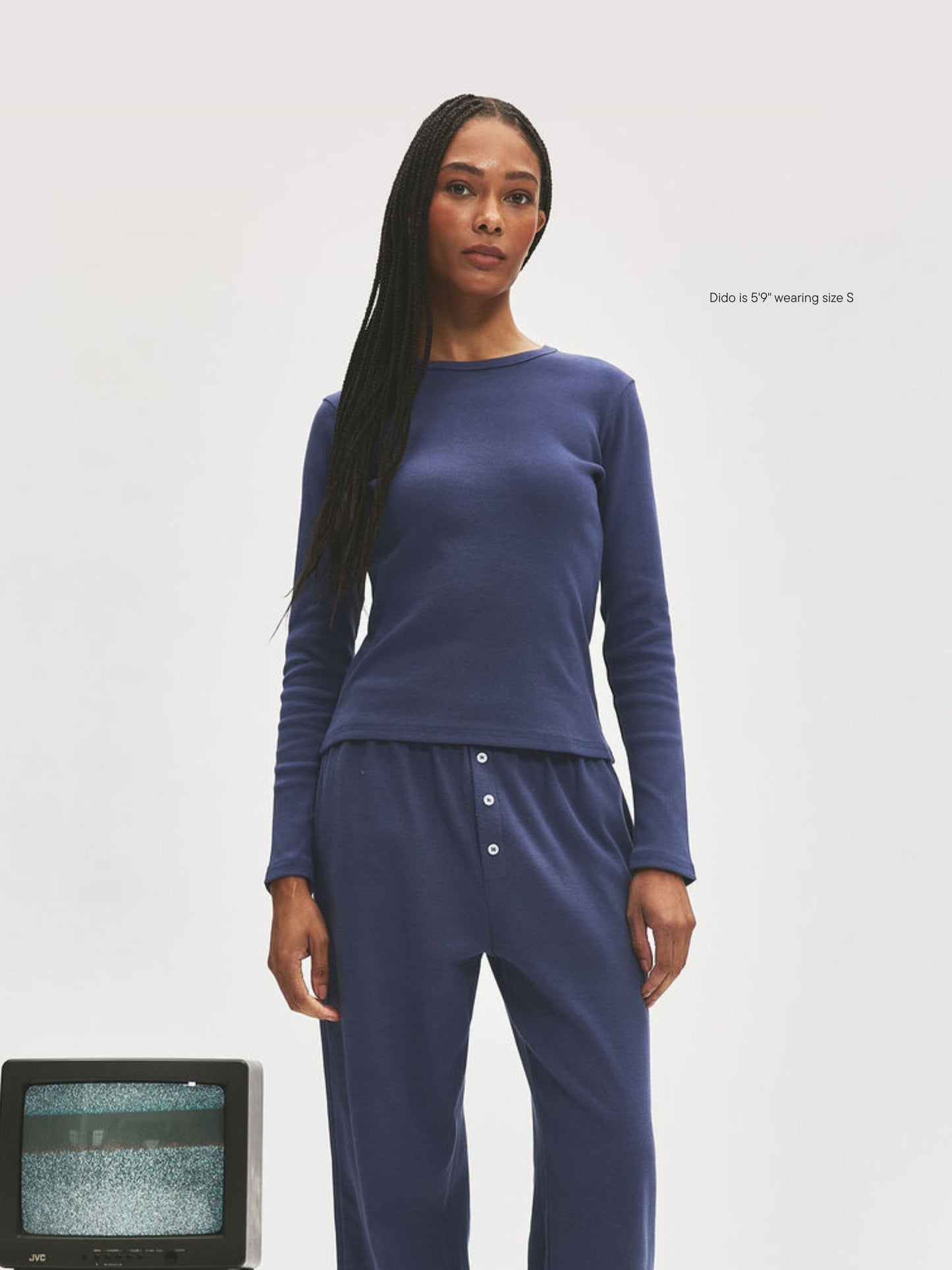 girl wearing Ribbed Long Sleeve T-Shirt -crown