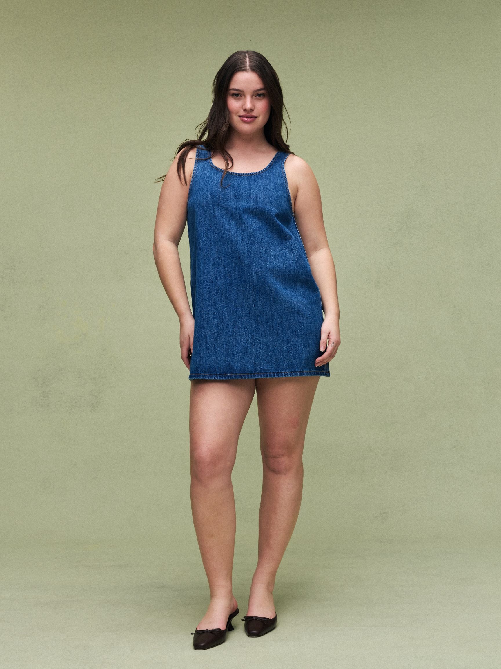 Denim Mini Dress - Medium Wash