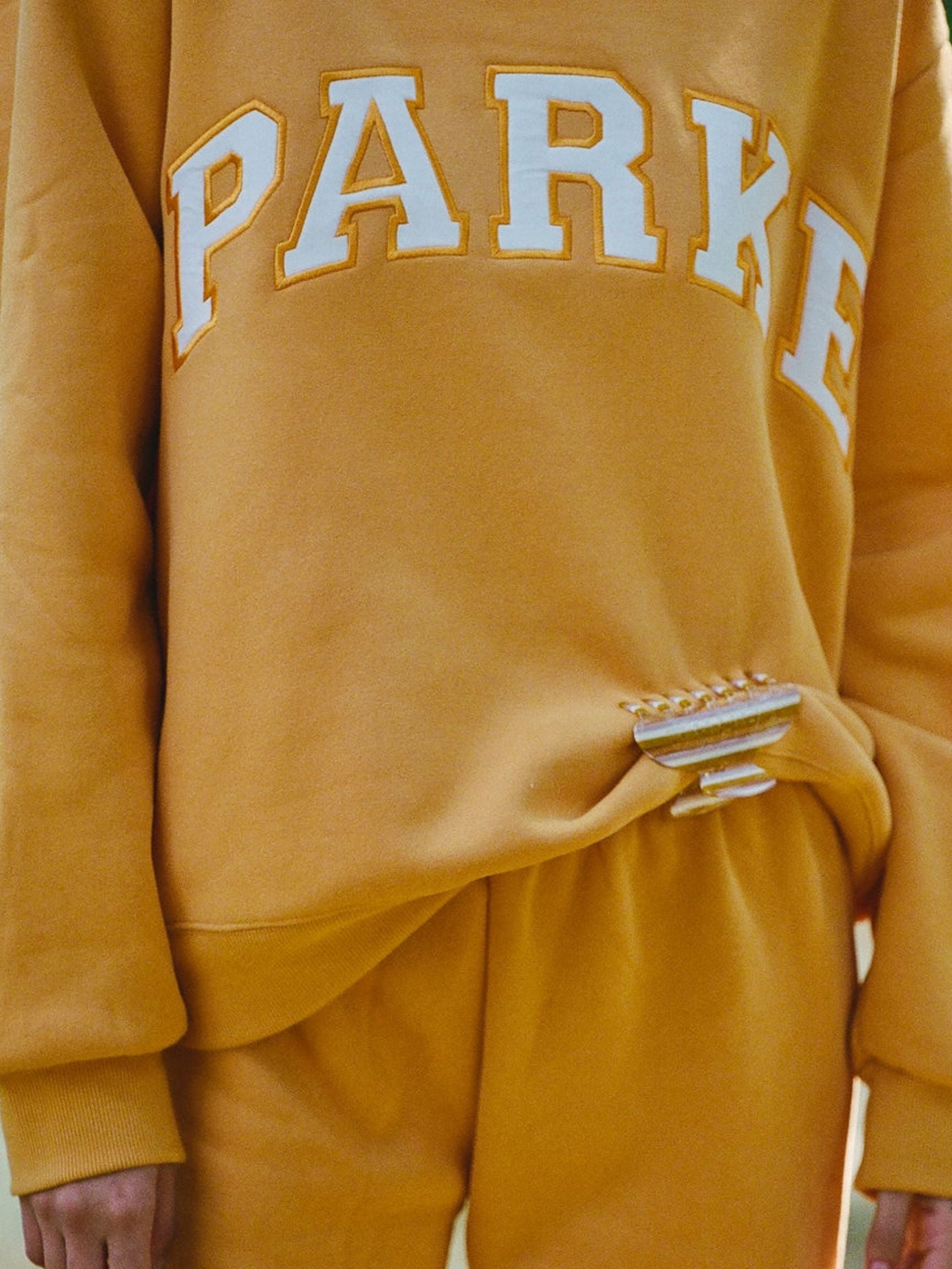 girl wearing Hometown Clip -rose + apricot stripe