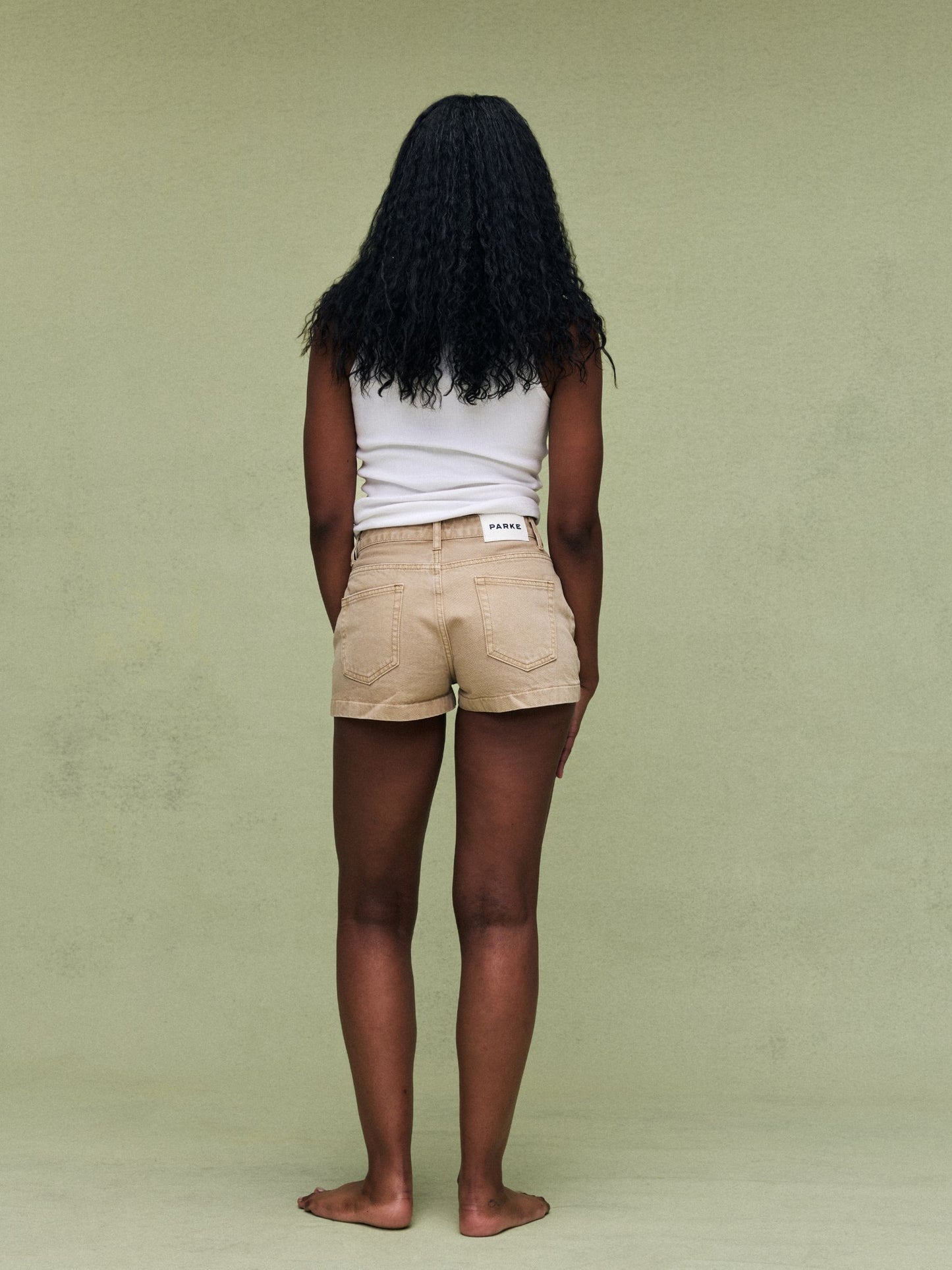 Denim Mini Shorts - Camel