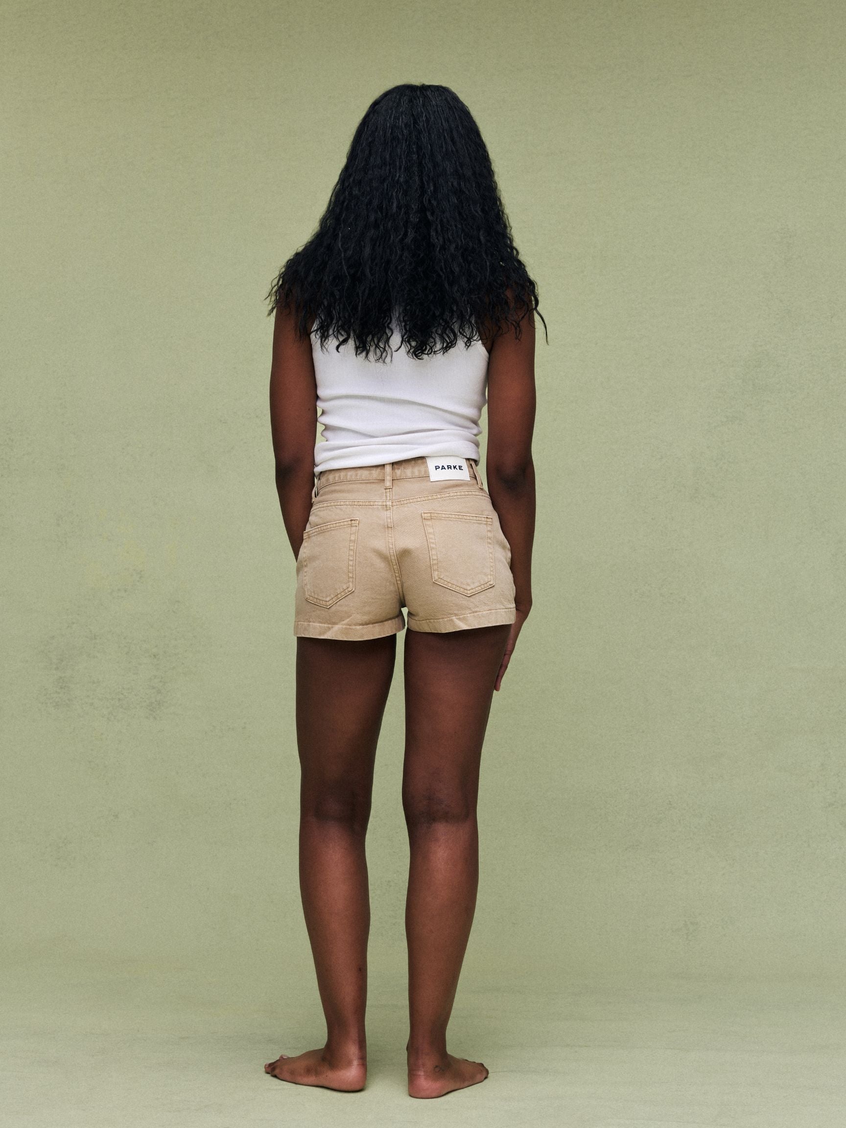 Denim Mini Shorts - Camel