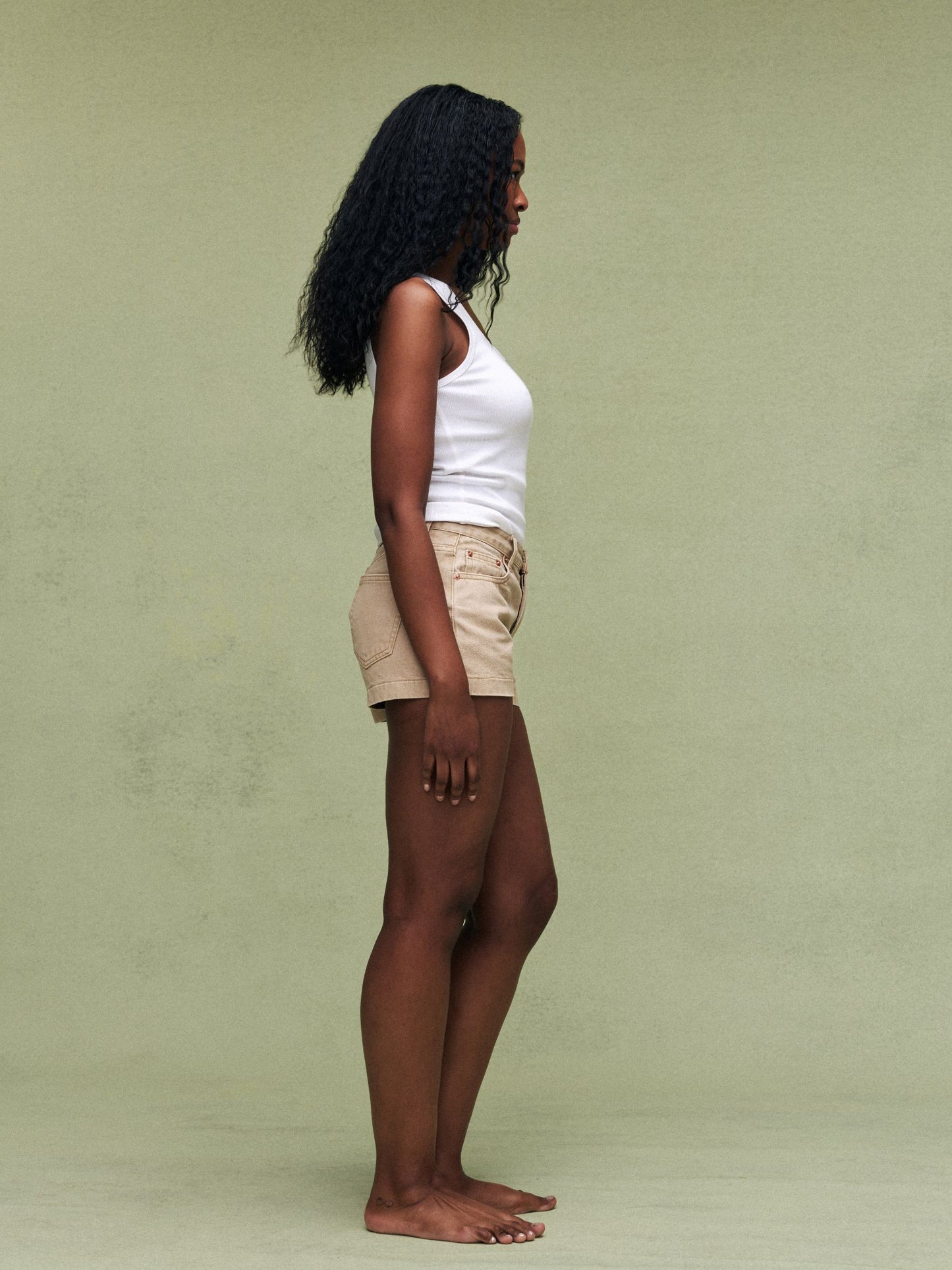 Denim Mini Shorts - Camel