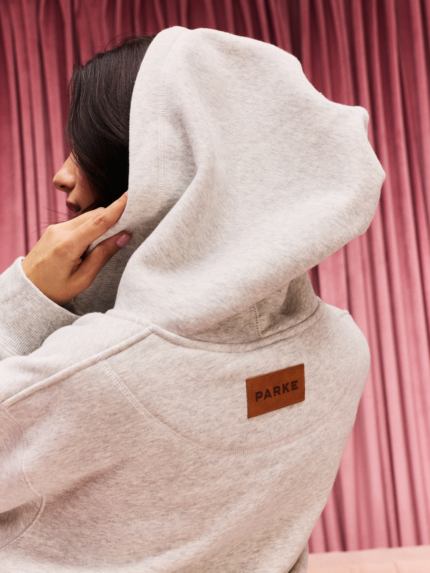 girl wearing Valentine's Day Robe -classic grey