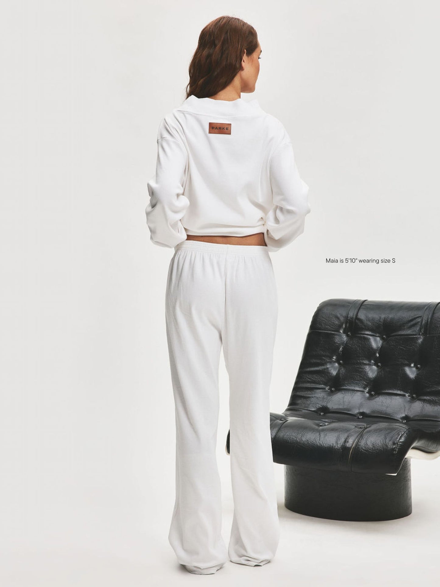 girl wearing Ribbed Cotton Boxer Pant -white