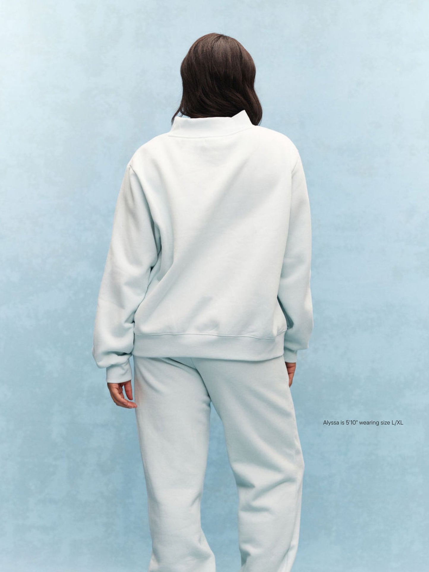 girl wearing Monochrome Varsity Mockneck -arctic