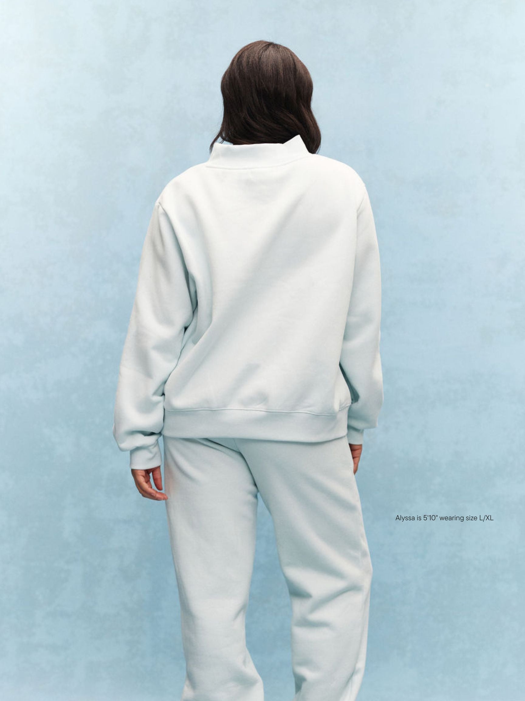 girl wearing Monochrome Varsity Mockneck -arctic