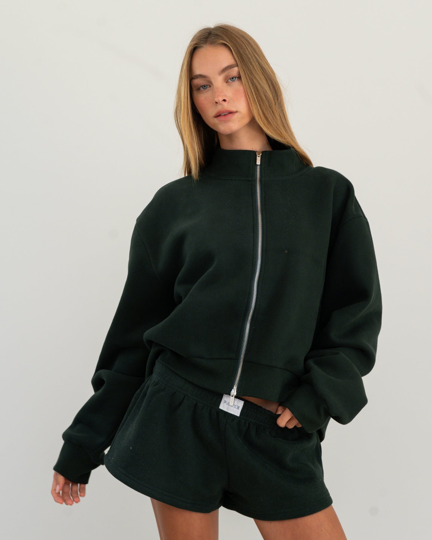Zip Up Mockneck - Forest