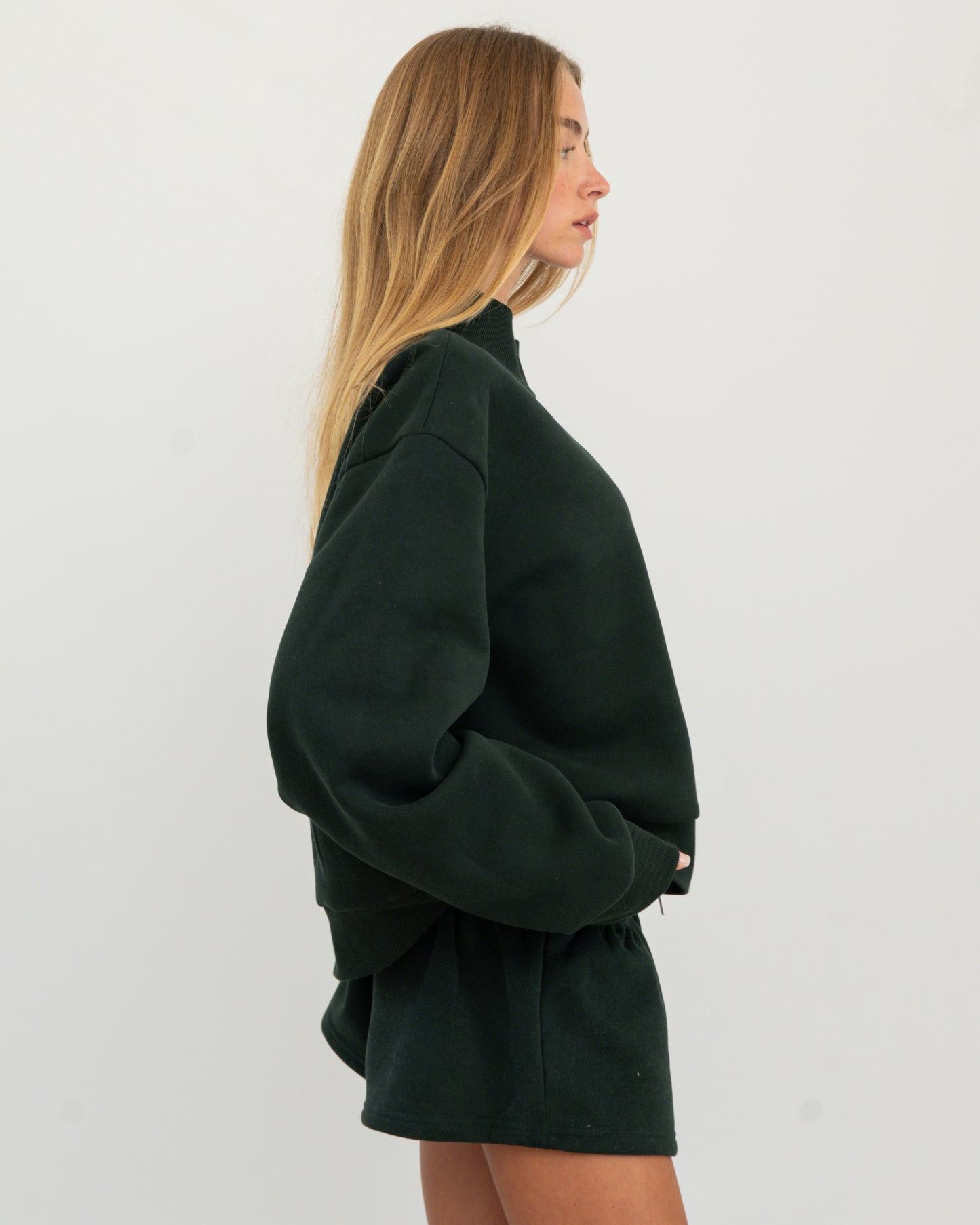 Zip Up Mockneck - Forest