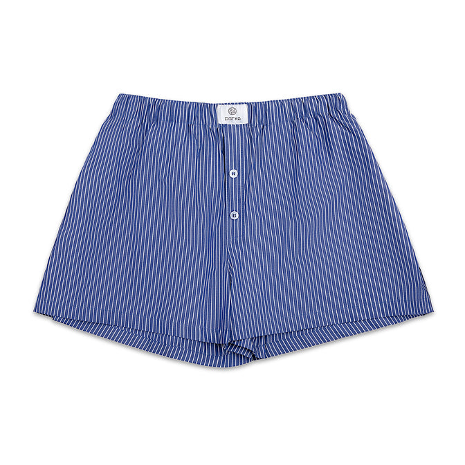 striped boxer shorts flat lay - dark blue stripe