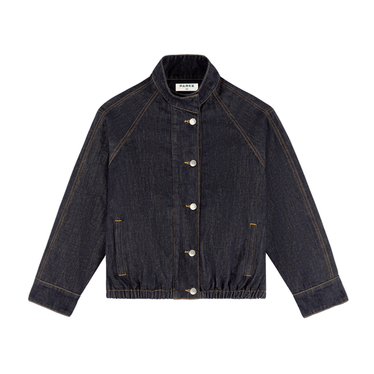 Lined Denim Bomber Jacket -dark wash