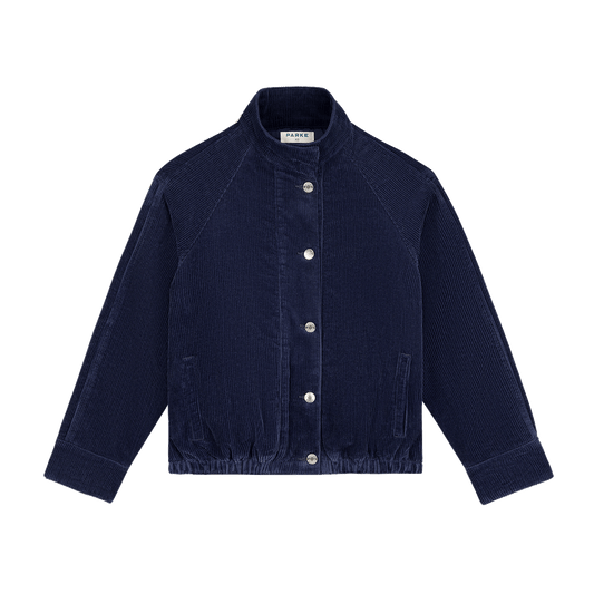 Corduroy Lined Bomber Jacket -navy corduroy