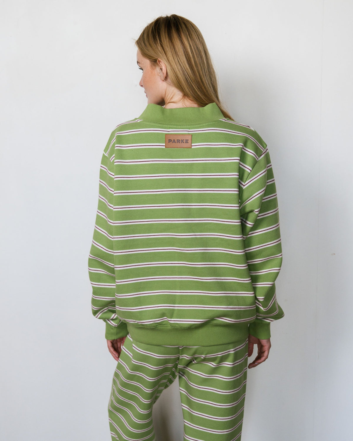 Stripe Mockneck Sweatshirt - Matcha