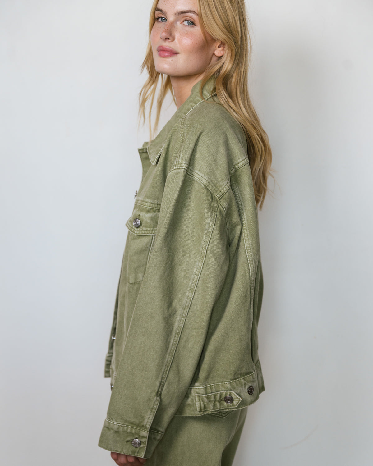 Oversized Denim Jacket - Moss