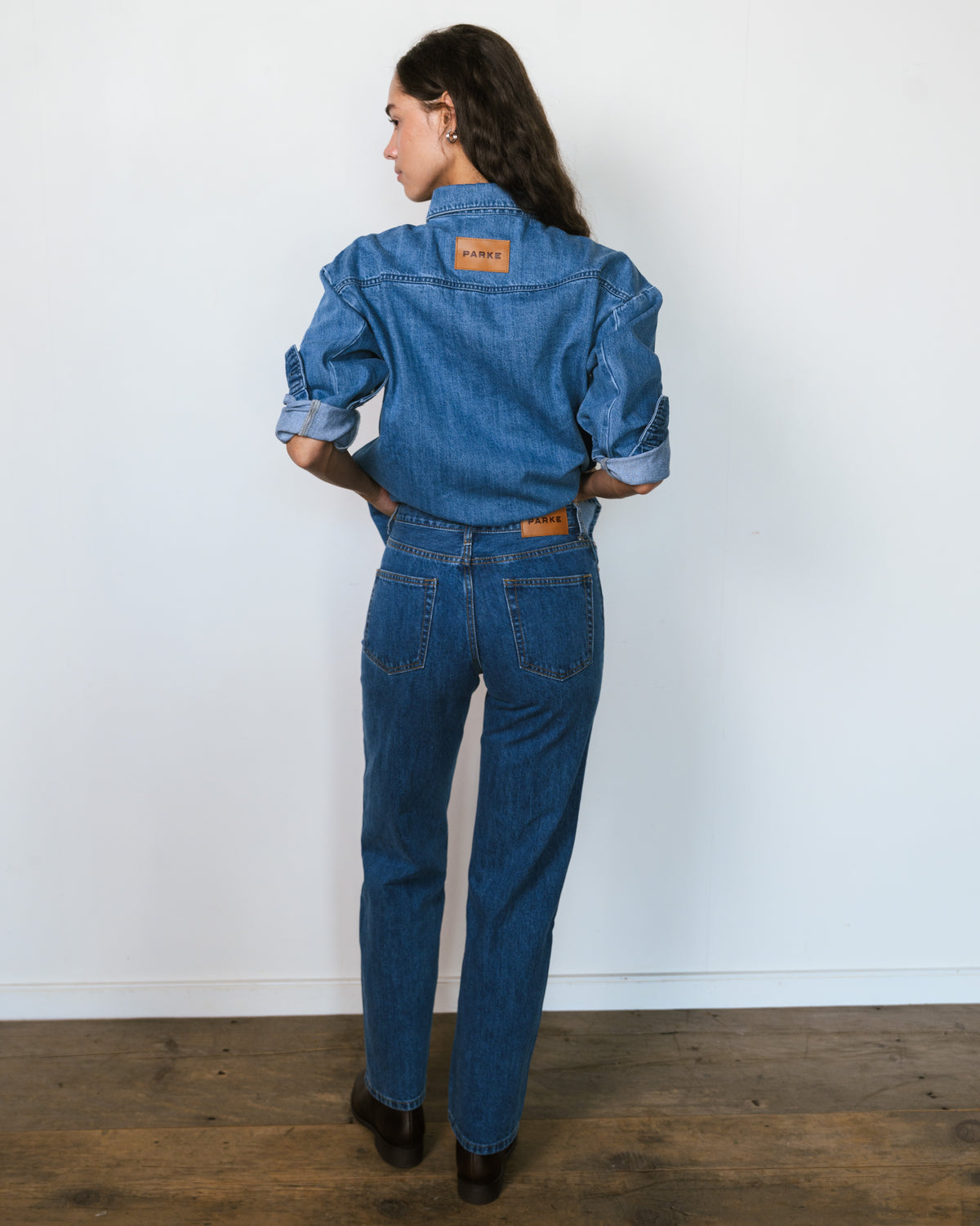 Long Sleeve Denim Shirt - Medium Wash