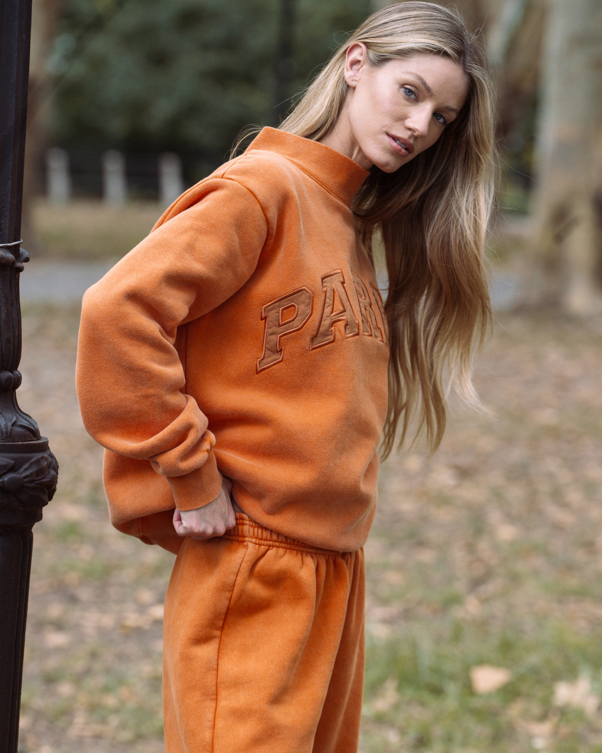 Acid Wash Varsity Mockneck - Acid Wash Amber