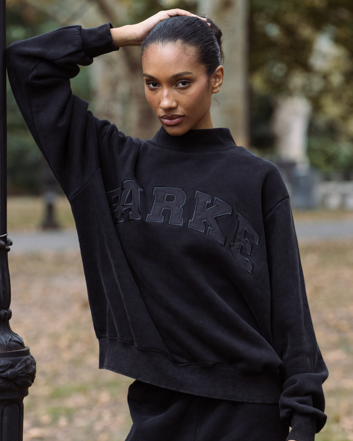 Acid Wash Varsity Mockneck - Acid Wash Black