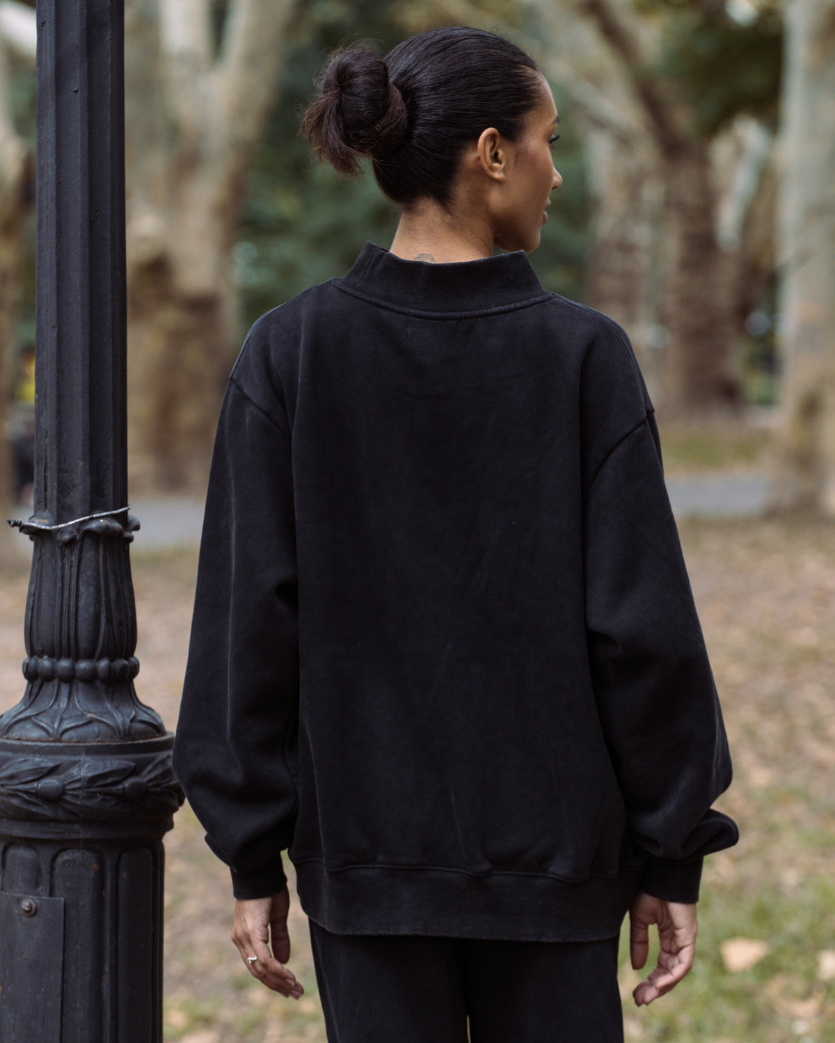 Acid Wash Varsity Mockneck - Acid Wash Black