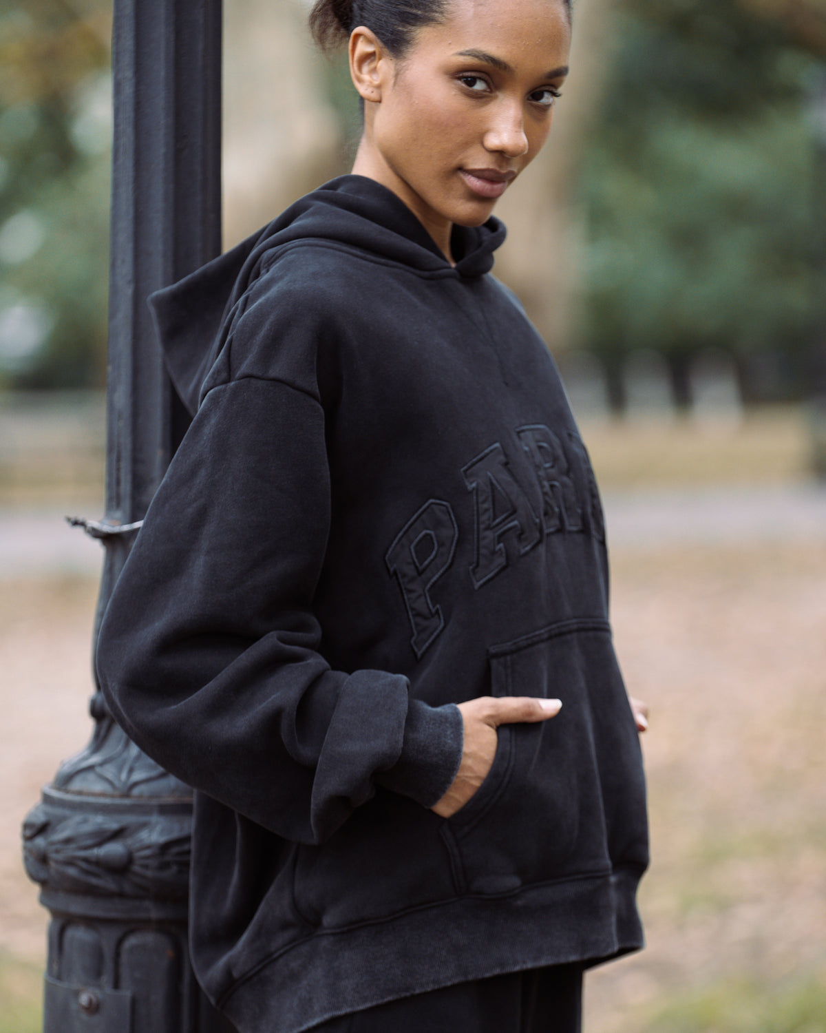 Acid Wash Varsity Hoodie - Acid Wash Black