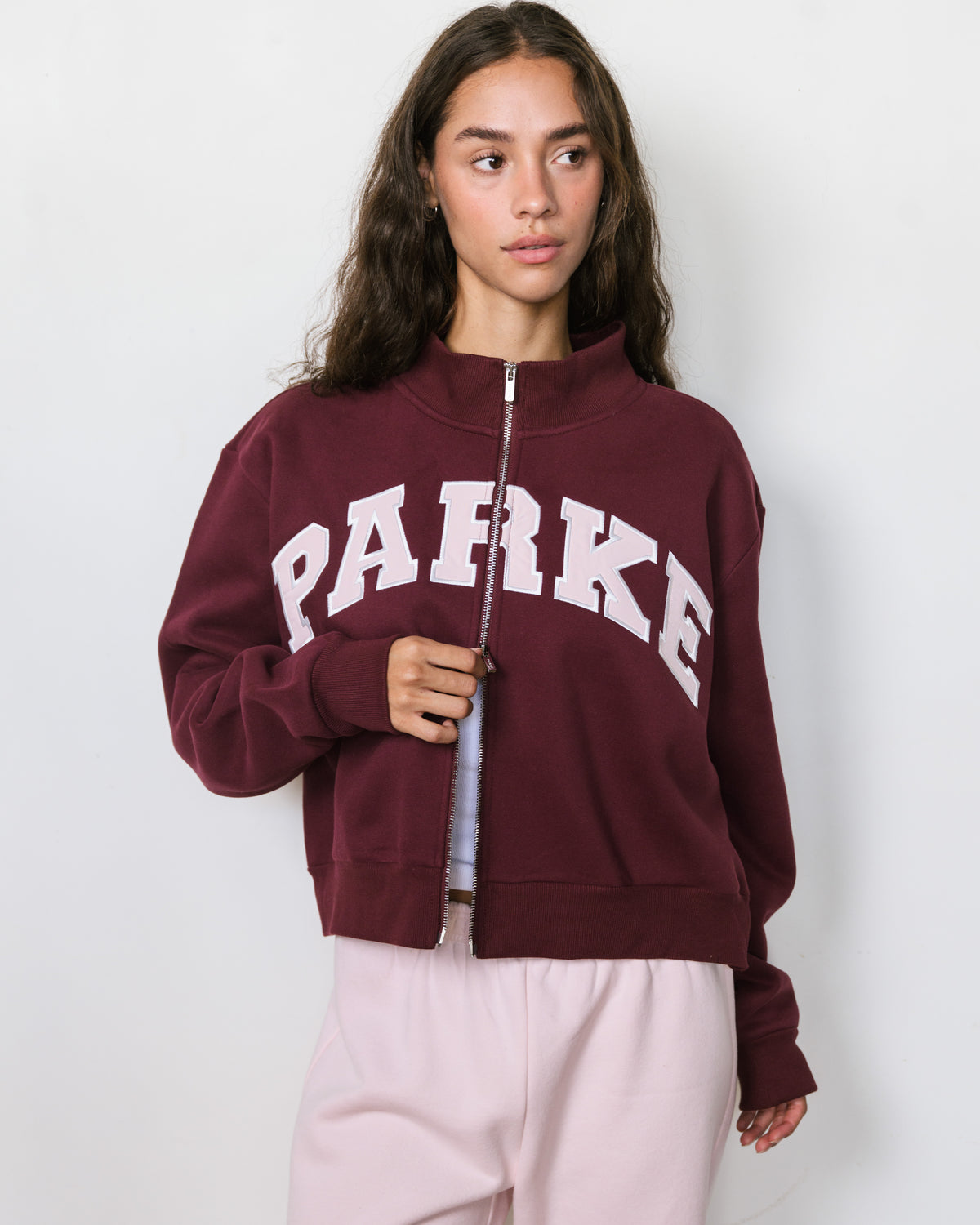 Zip Up Varsity Mockneck - Mulled