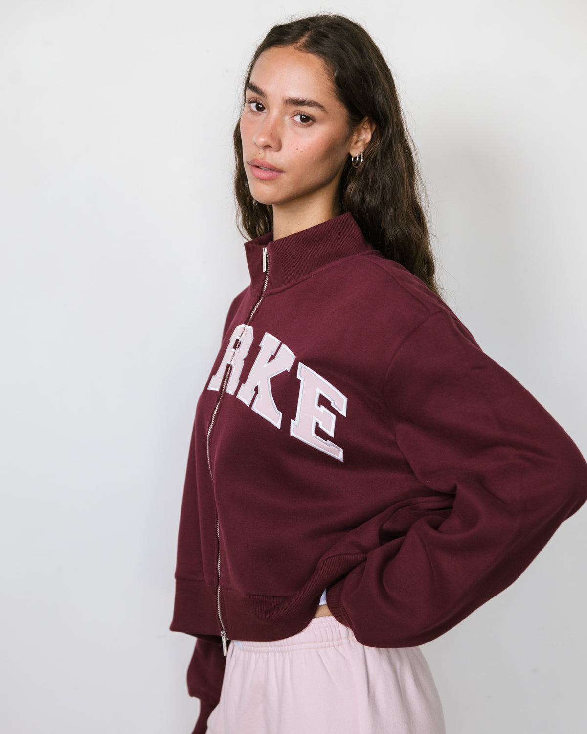 Zip Up Varsity Mockneck - Mulled