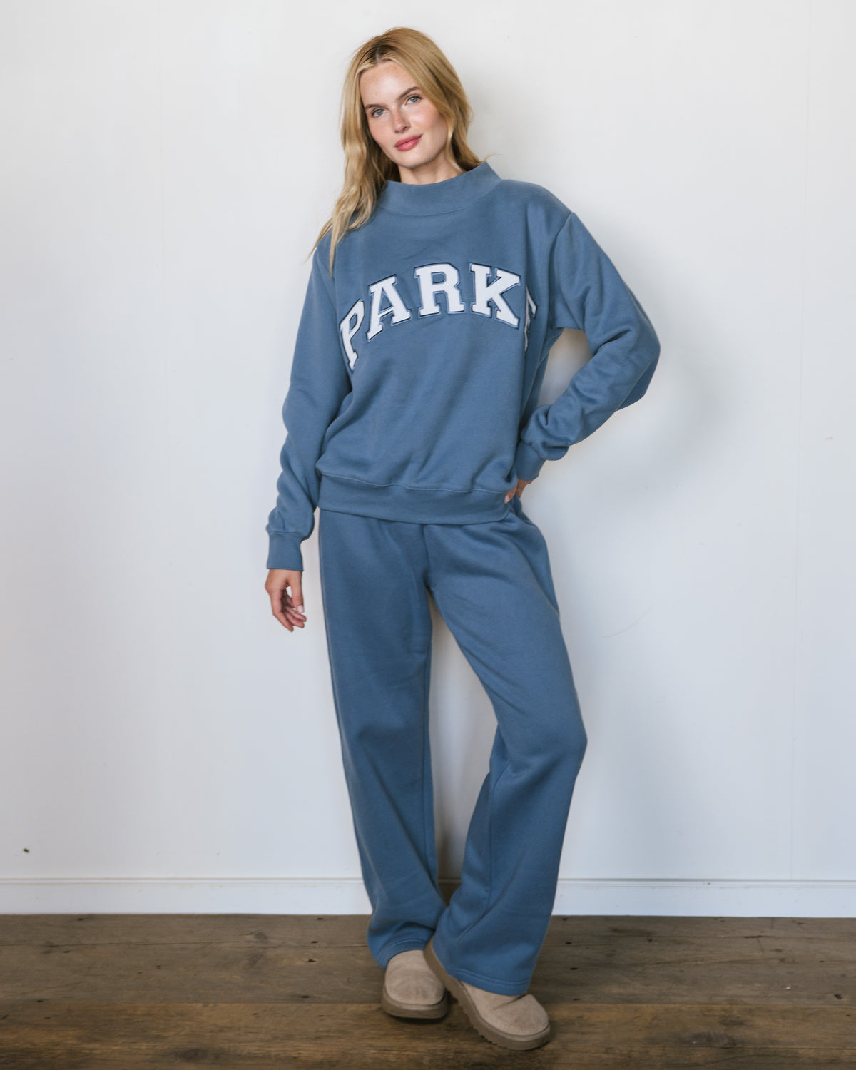 Varsity Mockneck - Bluestone