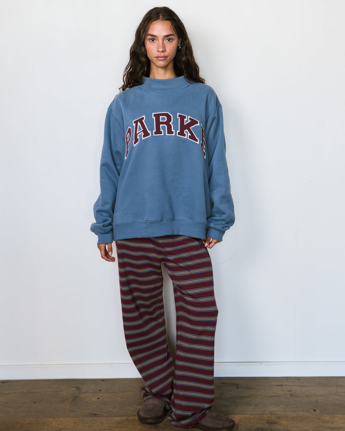 Varsity Mockneck - Bluestone + Port