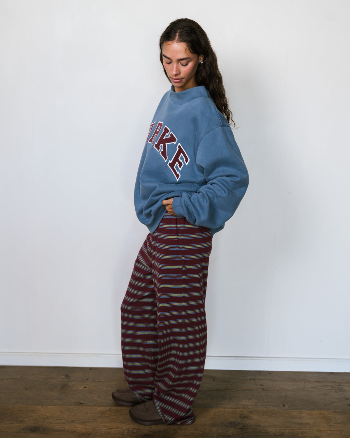 Varsity Mockneck - Bluestone + Port