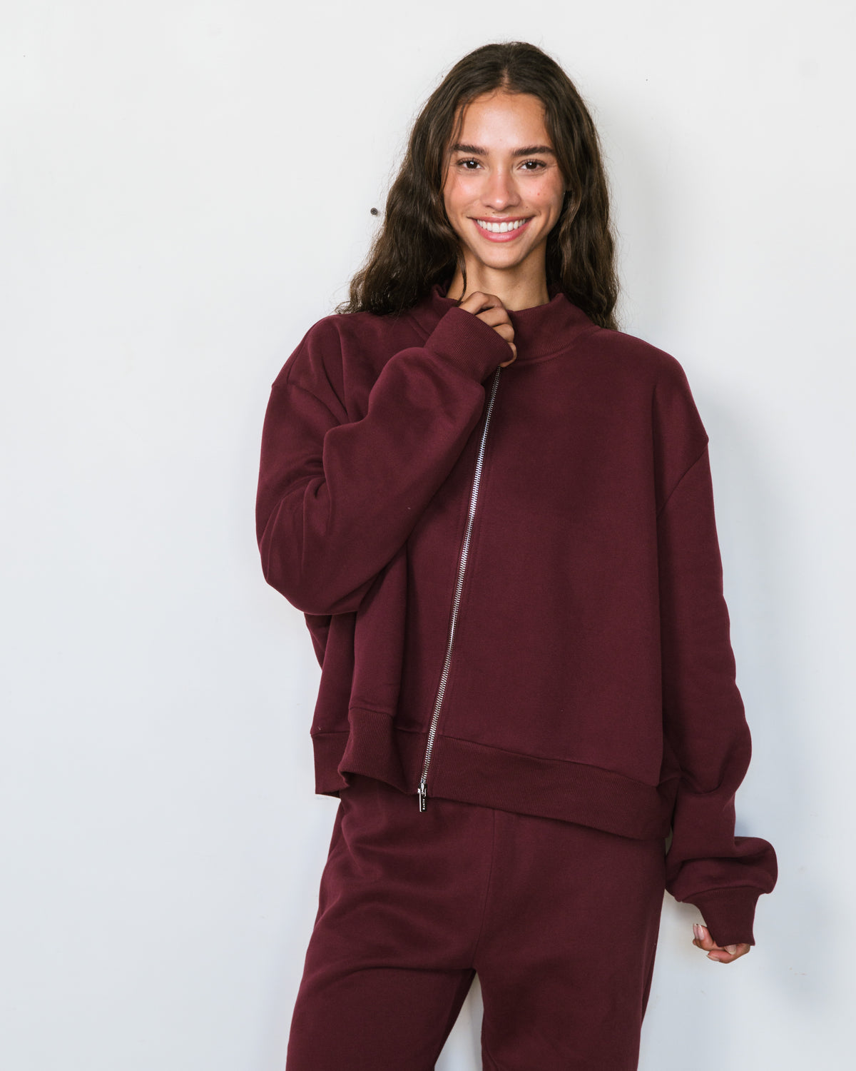 Zip Up Mockneck - Port