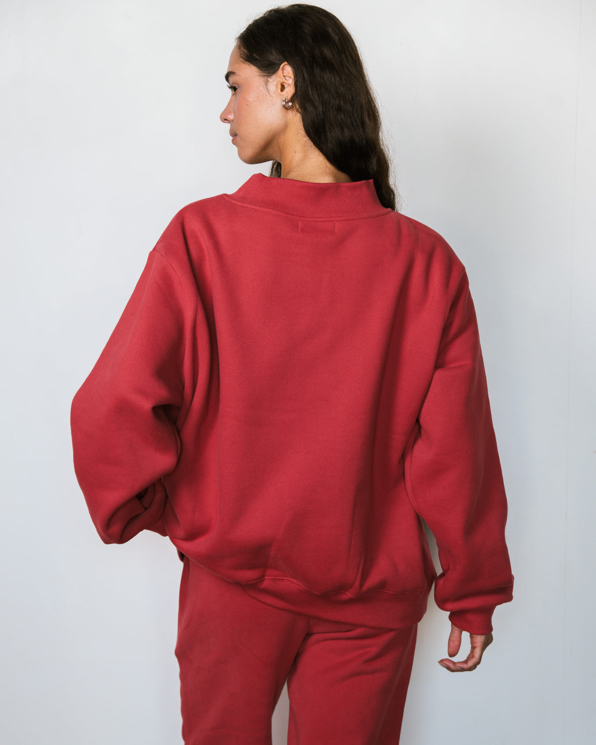 Varsity Mockneck - Cola + Port Stripe