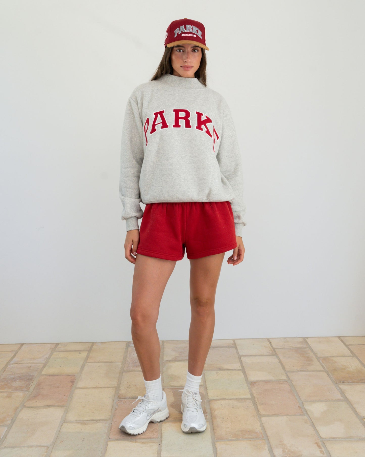 Varsity Mockneck - Classic Grey + Crimson