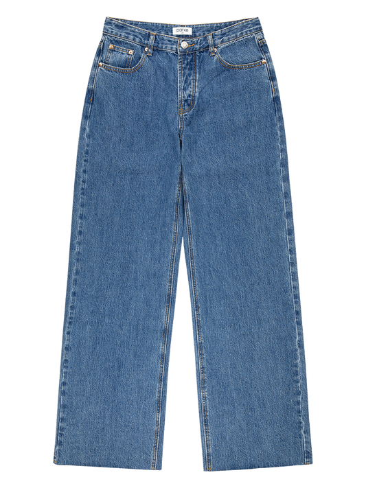 flat lay low rise baggy jean -medium wash
