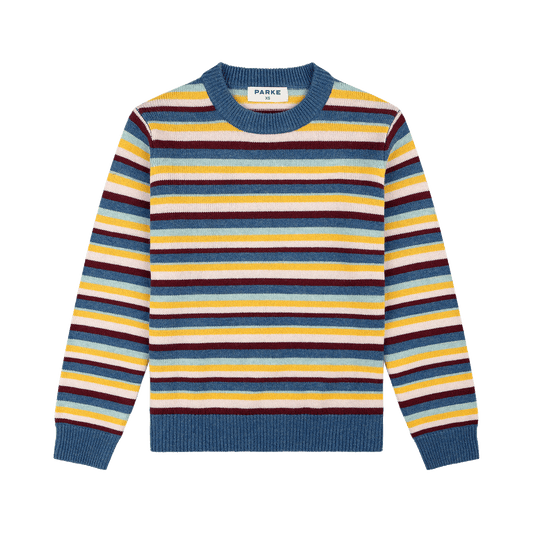 striped sweater -rose+mocha+apricot