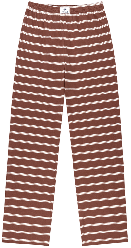 cotton boxer pants flat-mocha stripe