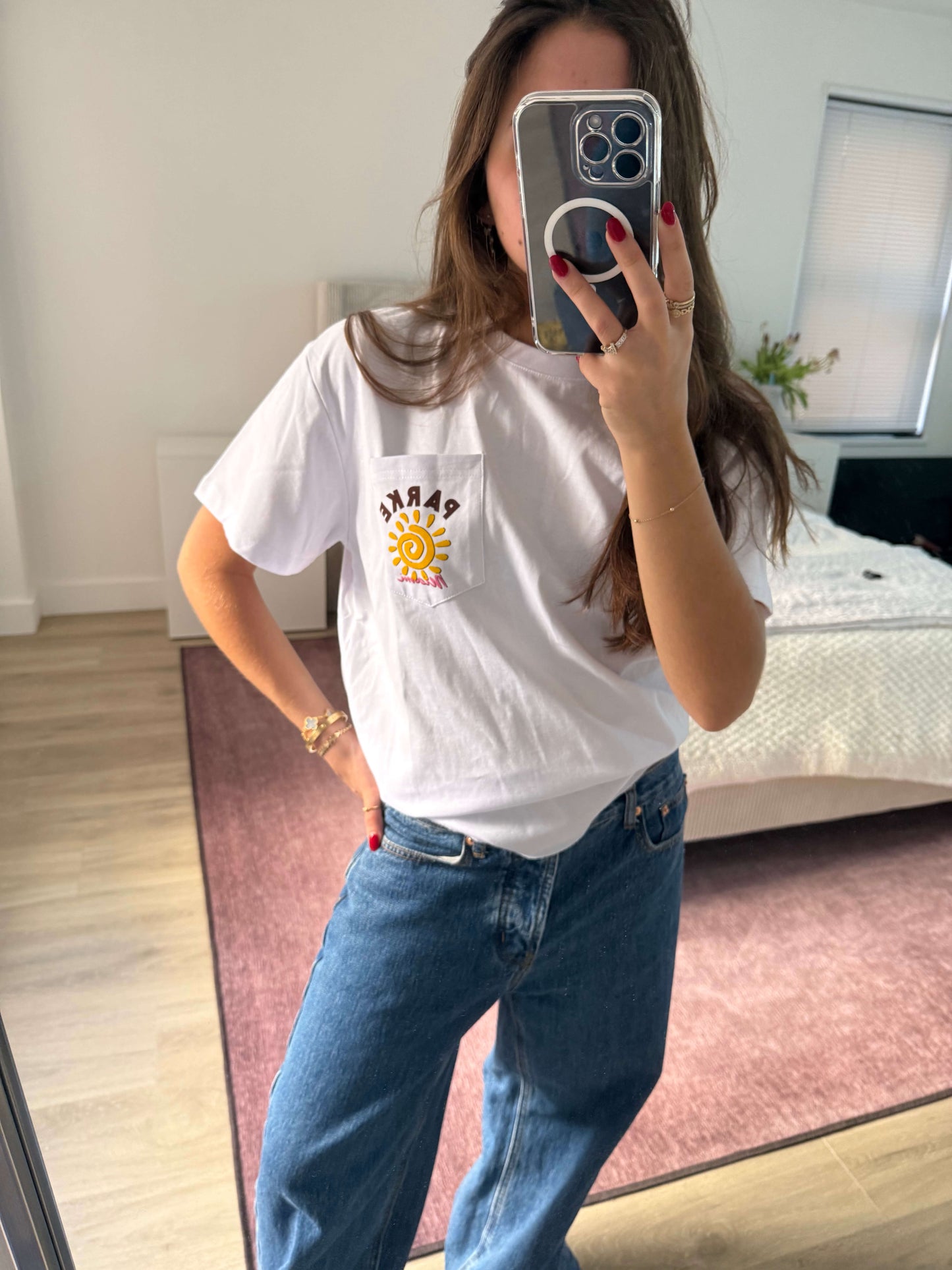 girl wearing wynwood walls tee - white