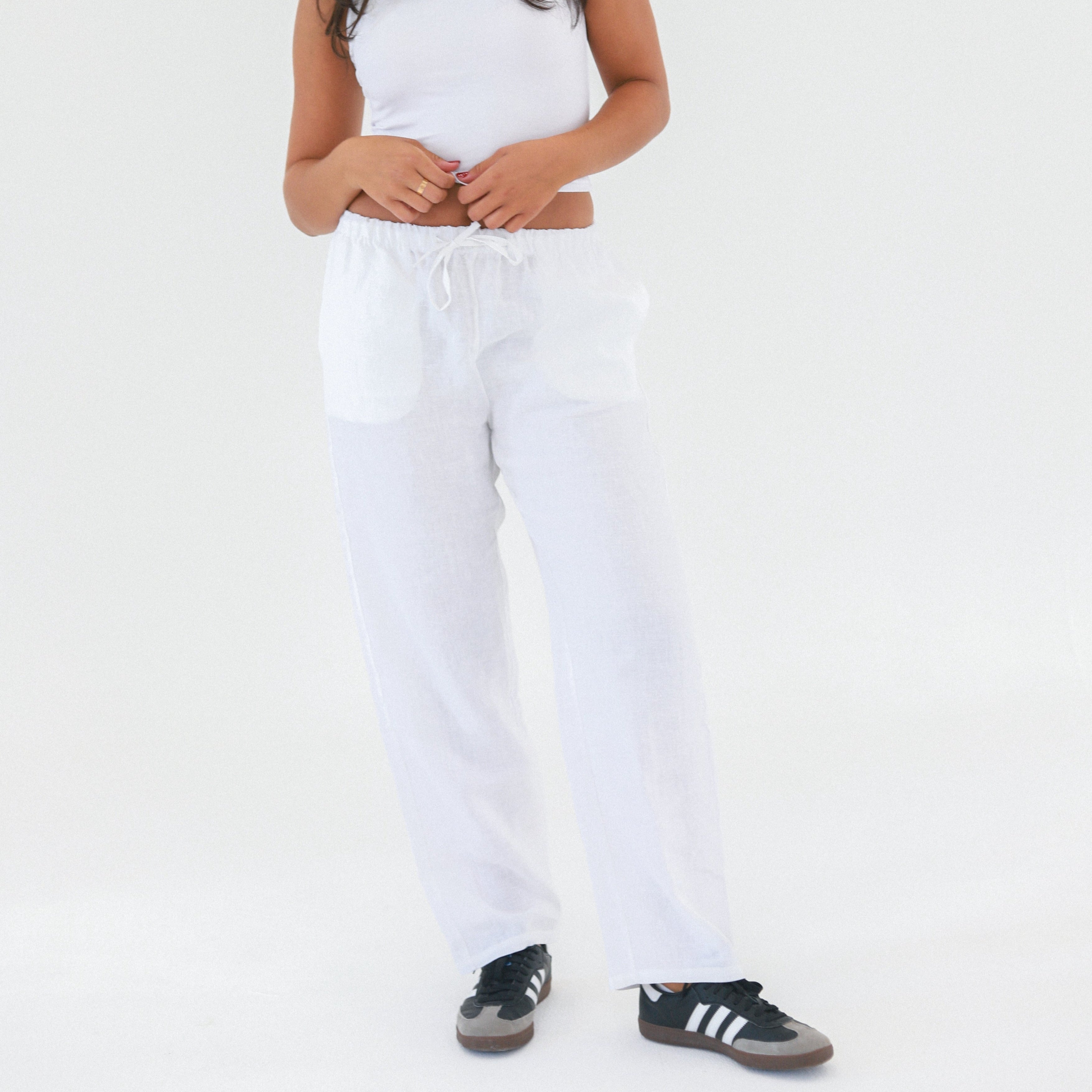 Women's Linen Pants, White Linen Pants