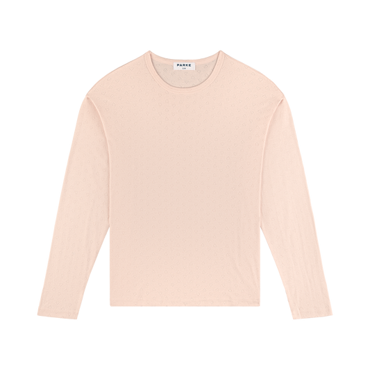 Heart Pointelle Long Sleeve -peony