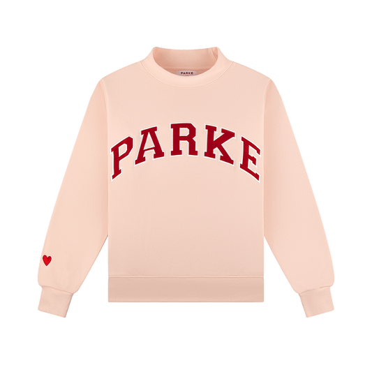 Valentine's Varsity Mockneck -peony + crimson