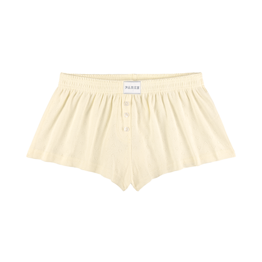 Heart Pointelle Boxer Shorts -cream
