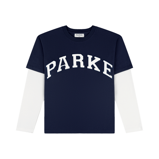 Layered Varsity Long Sleeve Shirt - Shadow