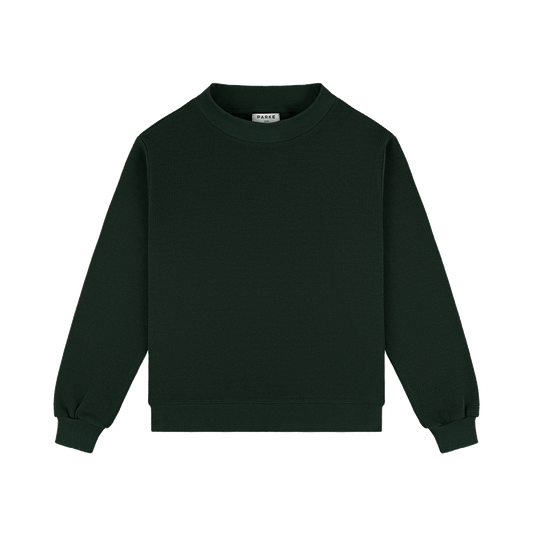 Waffle Mockneck Pullover - Forest