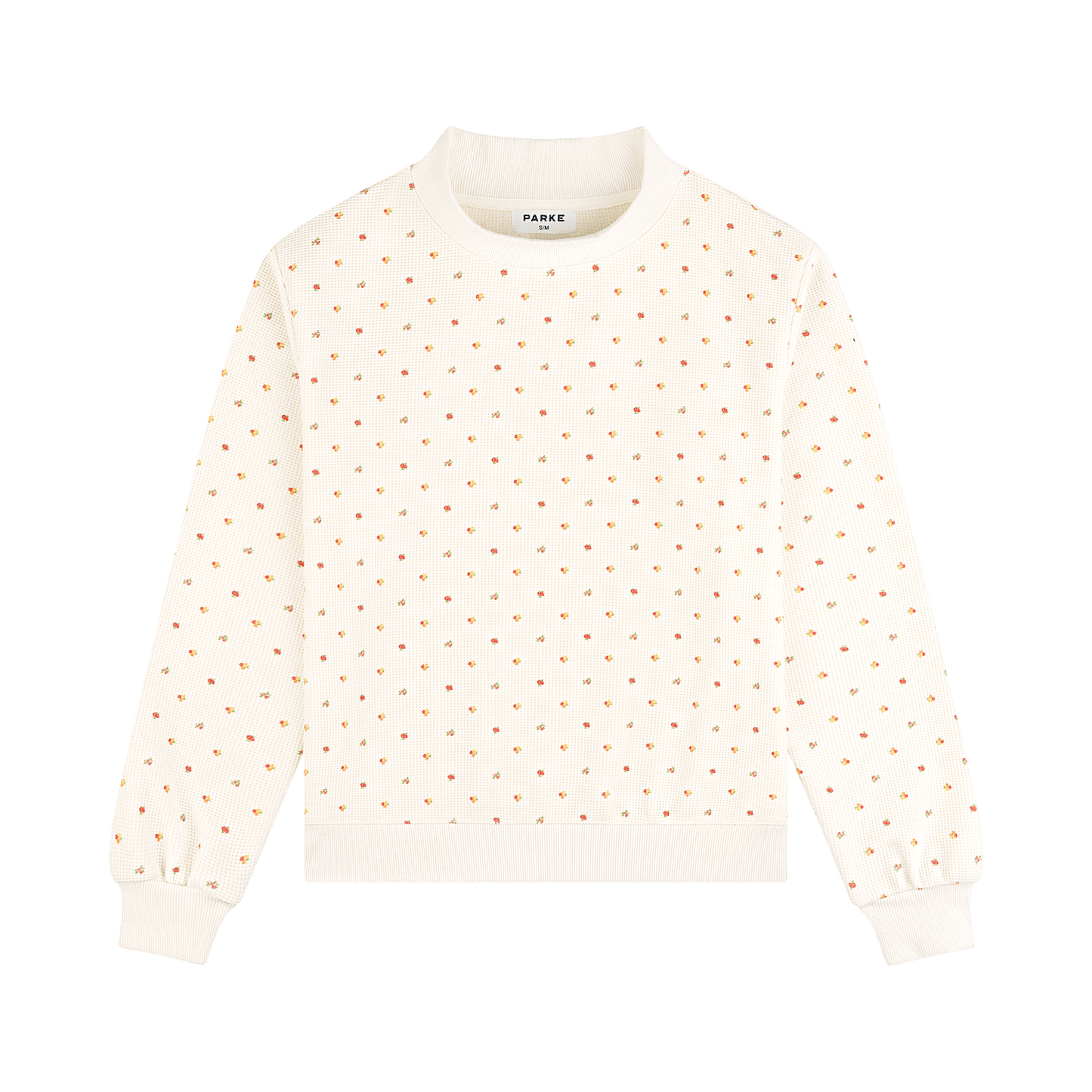 Waffle Mockneck Pullover - Sunset Floral