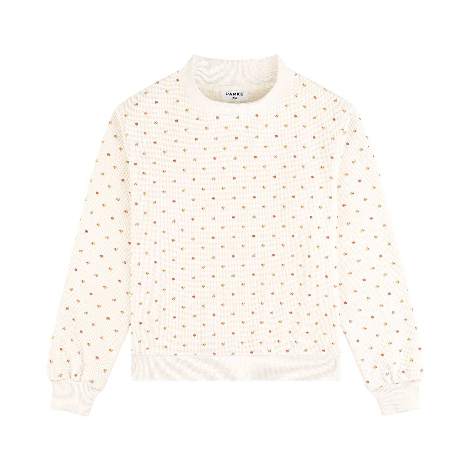 Waffle Mockneck Pullover - Sunset Floral