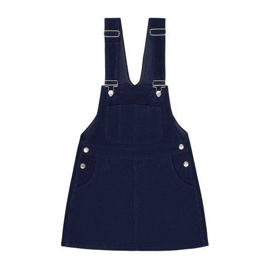 Corduroy Overall Mini Dress -navy corduroy 