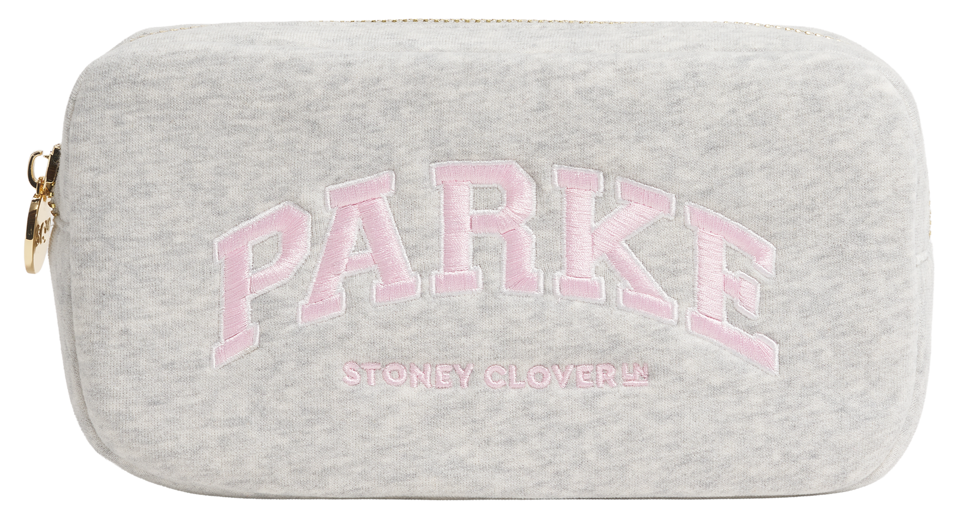 Small Pouch flat lay -classic grey + pink