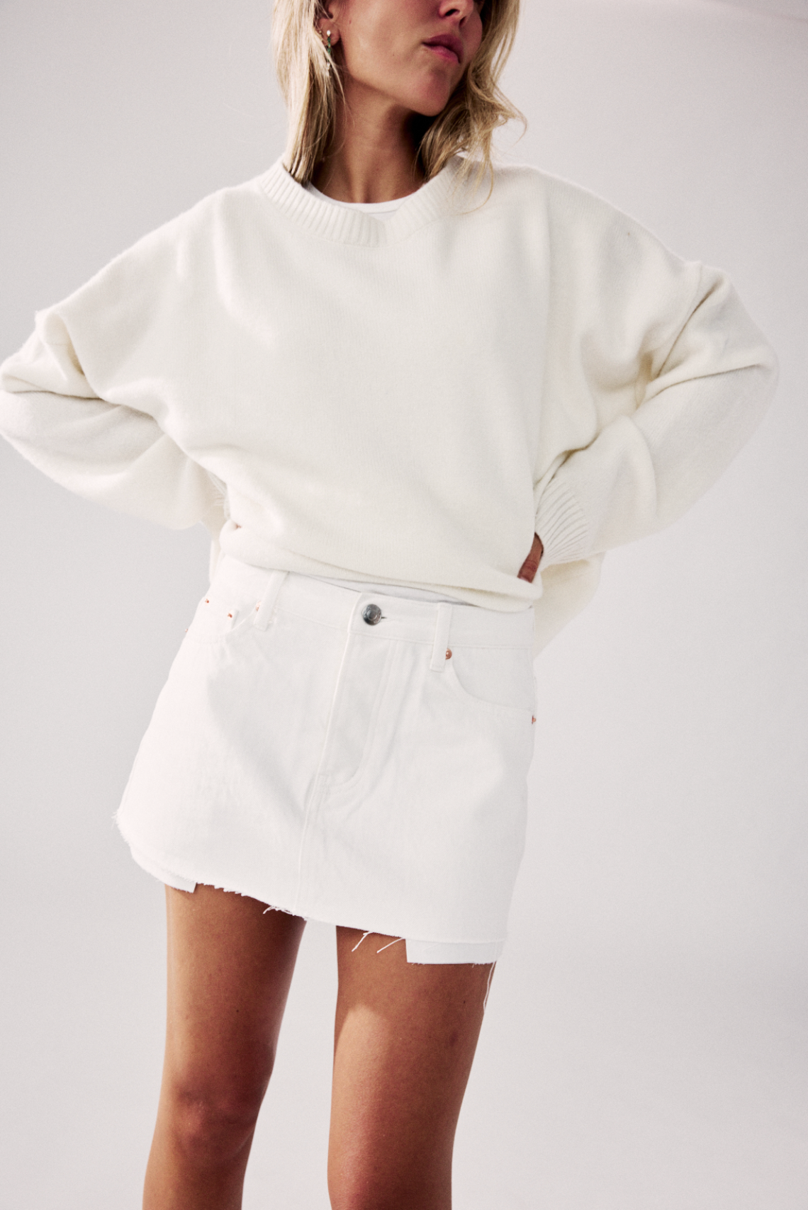 White Denim Mini Skirt
