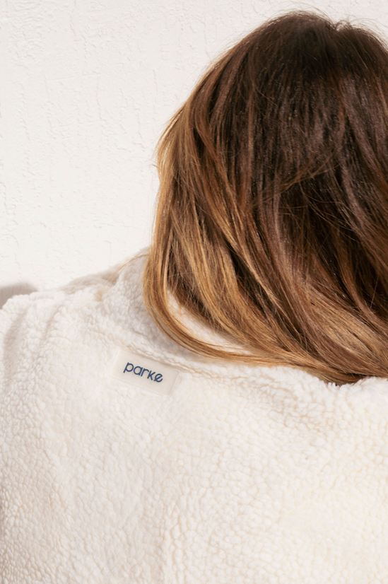 back patch detailing on cream pullover fleece - cream